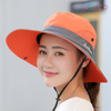 Summer Ladies Outdoor Sunshade Cap Ponytail Hole Bucket Hat Breathable Parent-child Wide Brim Hiking Hat