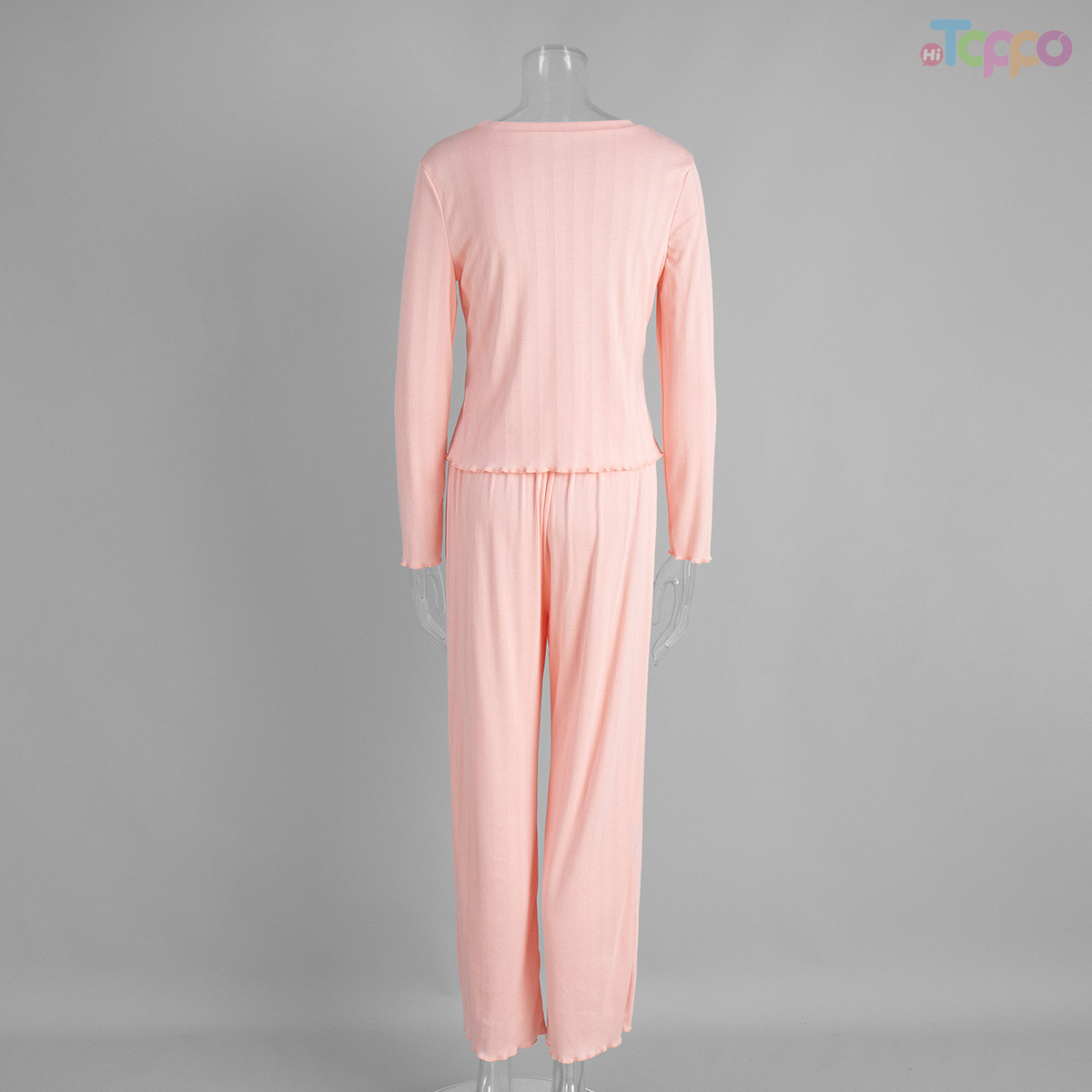 Women's White Ribbed Long-Sleeve Top & Cropped Pants Loungewear Set