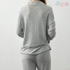 Light Gray Lapel Collar Button-Front Relaxed Pajama Set