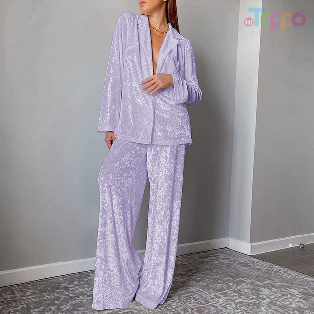 Champagne Crushed Velvet Loungewear Set