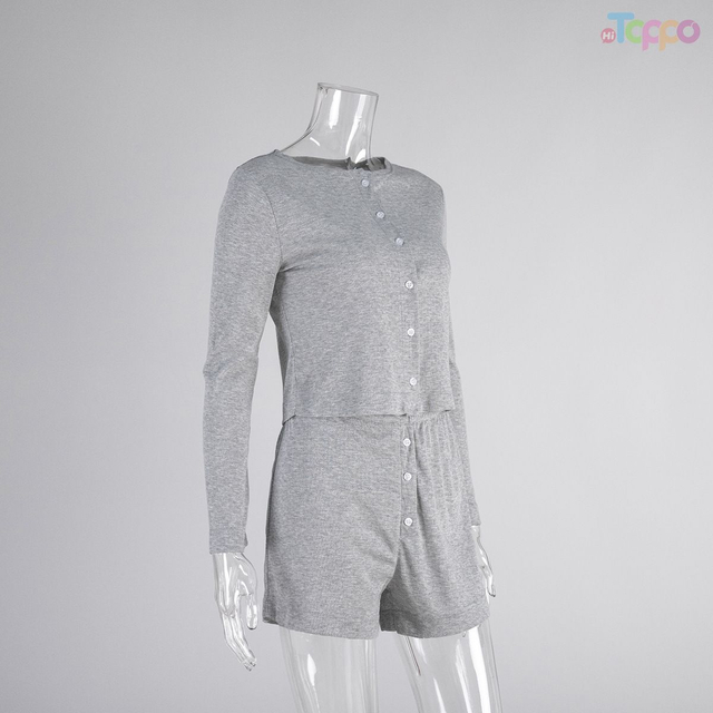 Heather Gray Long-Sleeve Button-Front Short Loungewear Set