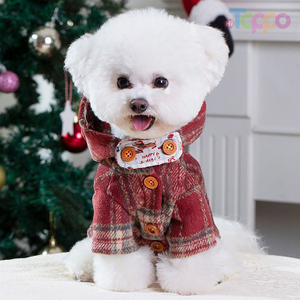 Warm Red Checkered Pet Coat for Puppy & Cat