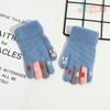 Children Crystal Mink Fur Gloves Lovely Jacquard Winter Warm Gloves