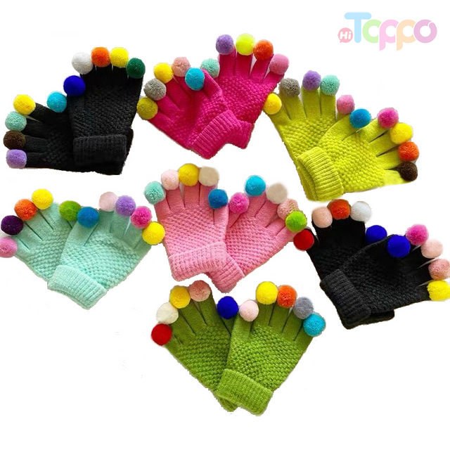 Acrylic 7 Gage Purl Jacquard Gloves with Accessories 