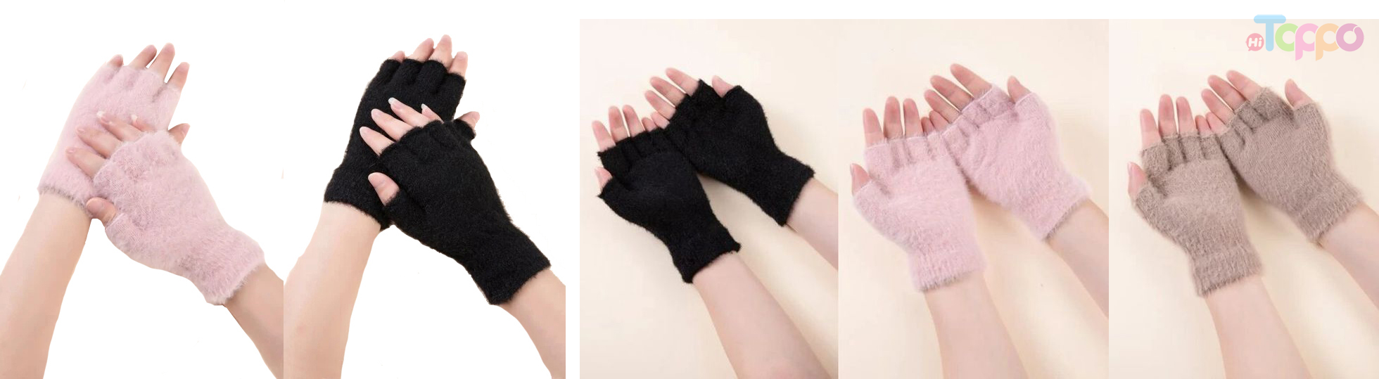 Sable Yarn Fingerless Solid Gloves