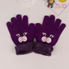 Autumn/Winter Knit Gloves Outdoor Warm Five Finger Printed Cat Cute Children Gloves 