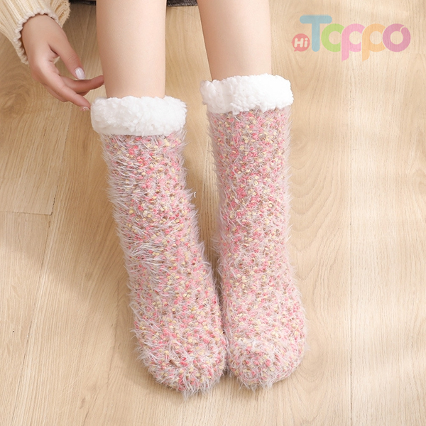 Women Winter Fluffy Anti Slip Terry Fuzzy Floor Slipper Socks 