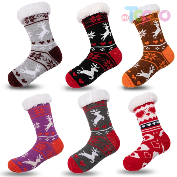 Acrylic Jacquard Floor Socks Anti Slip Keep Warm Winter Slipper Fuzzy Indoor Cozy Socks 