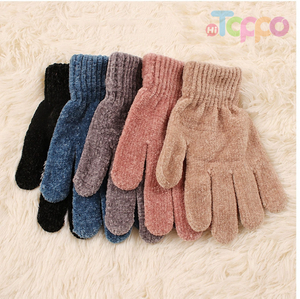 Chenille Gloves Solid Color Chenille Gloves Women's Knit Soft Warm Gloves