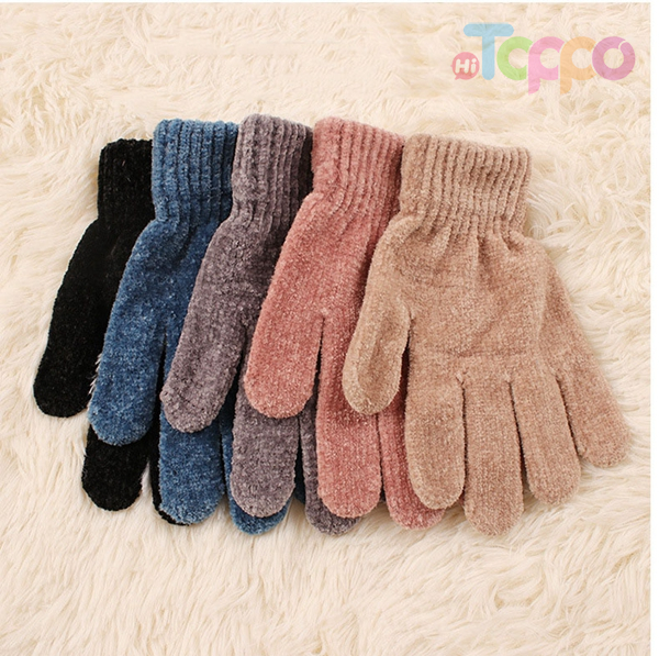 Chenille Gloves Solid Color Chenille Gloves Women's Knit Soft Warm Gloves