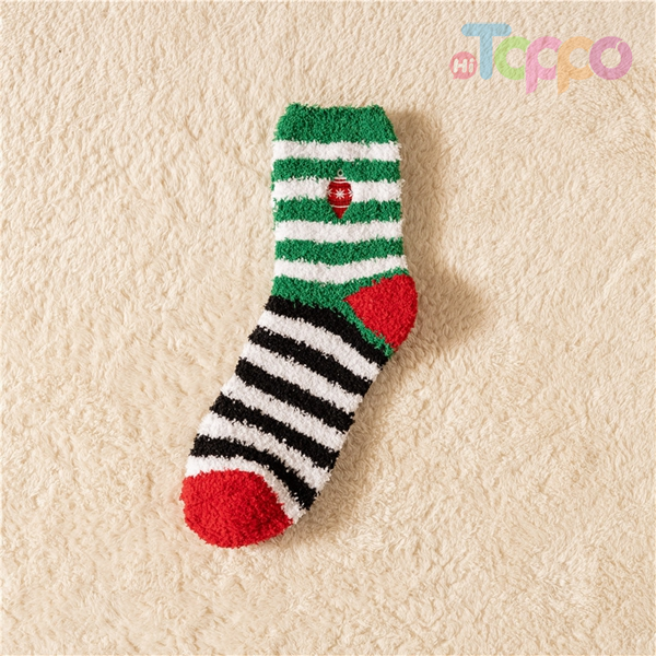 Xmas Coral Fleece Socks Winter Jacquard Sleep Stockings Gifts for Christmas