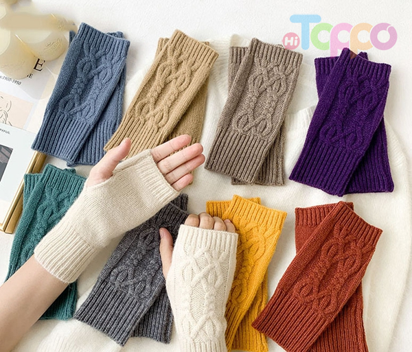 Acrylic Jacquard Sigle Layer Kint Sleevelet Fingerless Glover