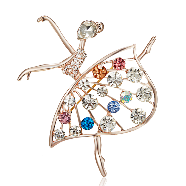 Dancing Girl Pearl Rhinestone oil brooch