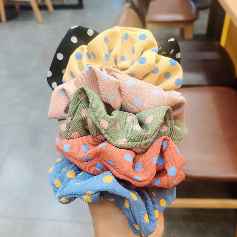 Colorful POLKA DOTS, matching scrunchies,