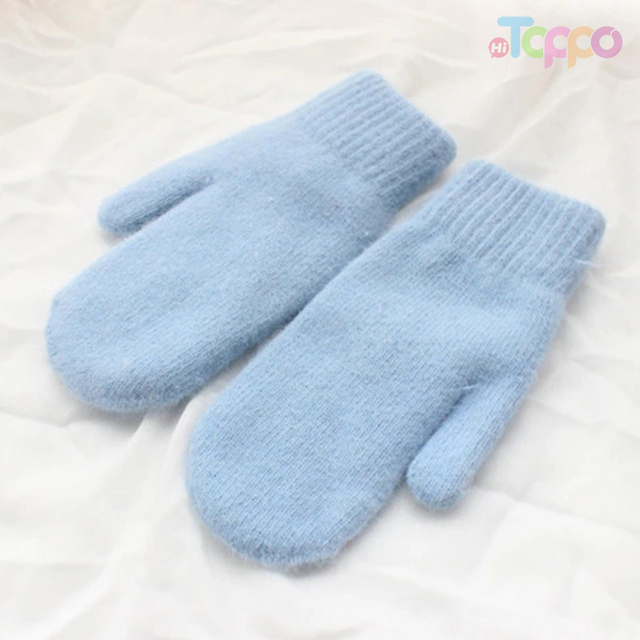Acrylic & Rabbit hair Solid Mittens
