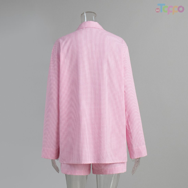 Pink Gingham Oversized Shirt & Shorts Loungewear Set