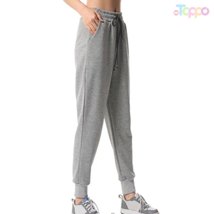 Women's High-Quality Blank Jogger Pants Grey Elastic Waist Drawstring Closure Custom Logo