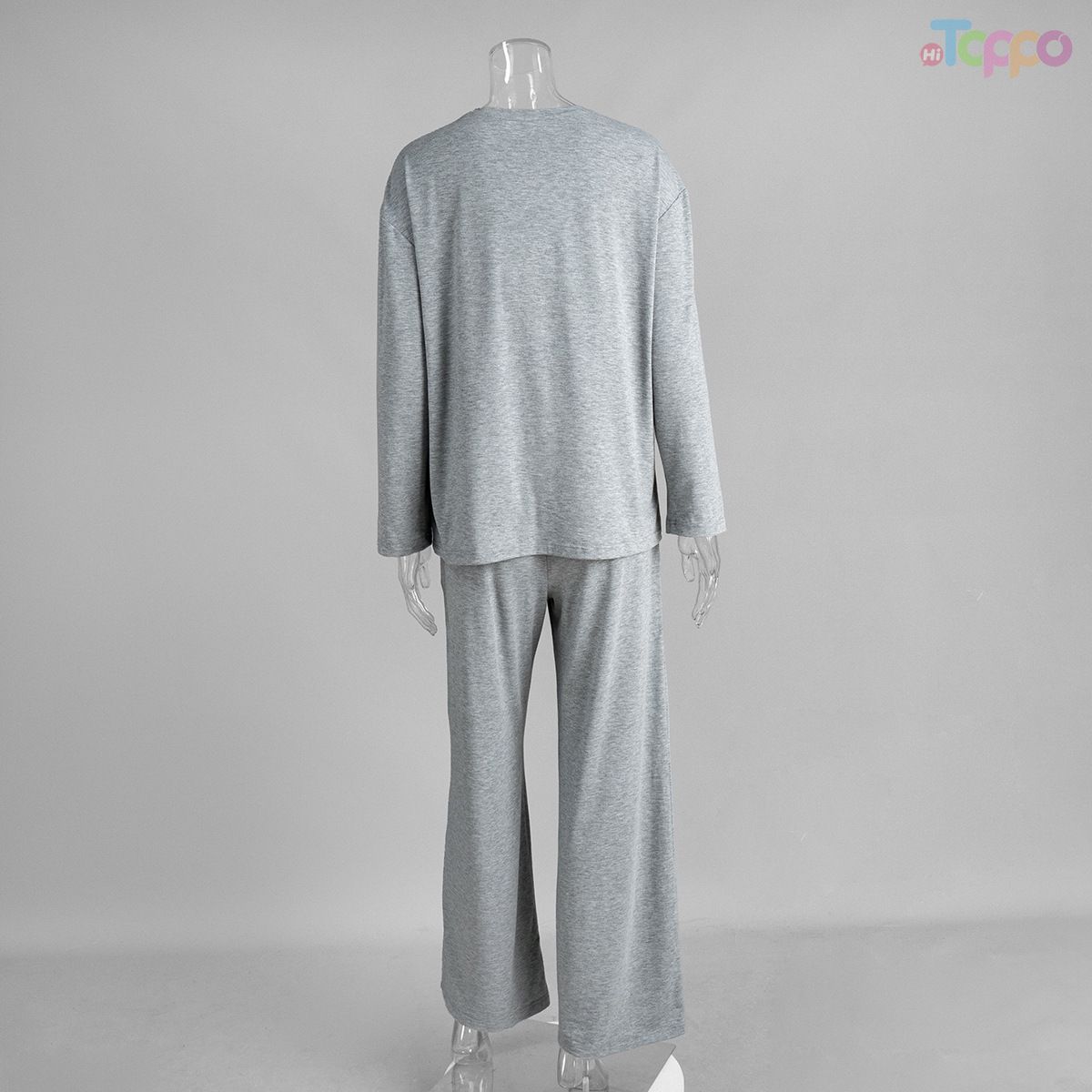 Women's Long Sleeve Soft Loose-Fit Heather Gray Lounge Pajama Set