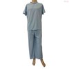 Light Blue Waffle-Knit Short-Sleeve Wide-Leg Loungewear Set