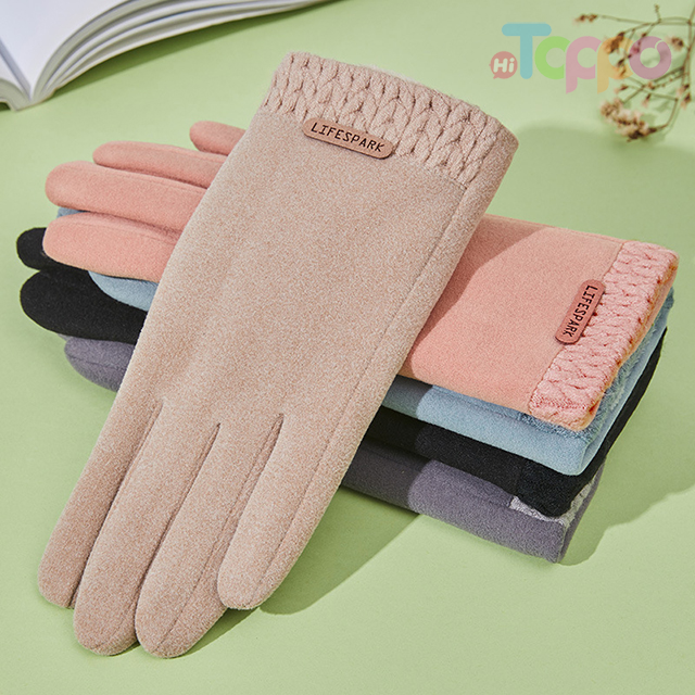 Winter Thicken Warm Touch Screen Gloves Soft Fashion Simple Solid Gloves for Women