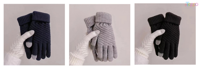 Acrylic Purl Jacquard Touch Panel Solid Gloves