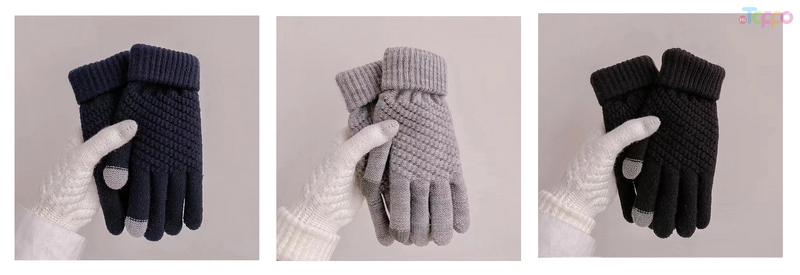 Acrylic Purl Jacquard Touch Panel Solid Gloves