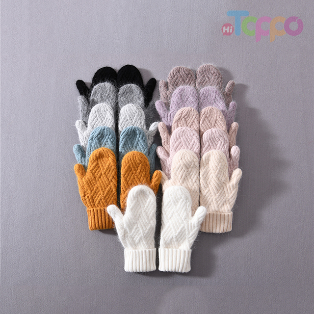 Winter Hand Mittens Accessories Luxury Wholesale Thick Knit Gloves Multicolors Lady Gloves
