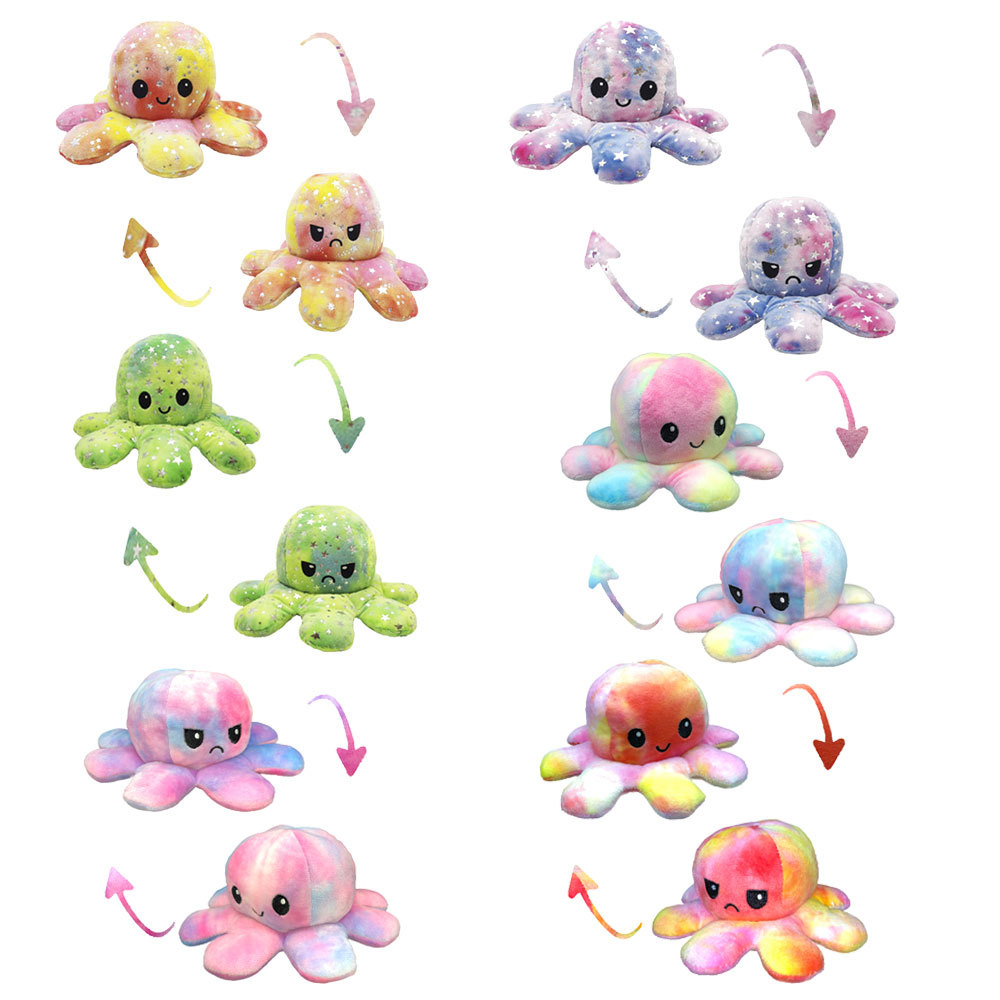 Squeezable Stress Relief Reversible Octopus Flip Plush Toy