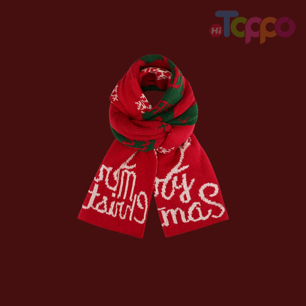 New Year Red Knit Christmas Jacquard Scarf Elk Warm Winter Knit Scarf