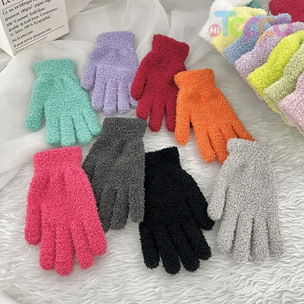 Adult Thick Solid Cosy Knit Gloves Acrylic Colorful Knit Gloves