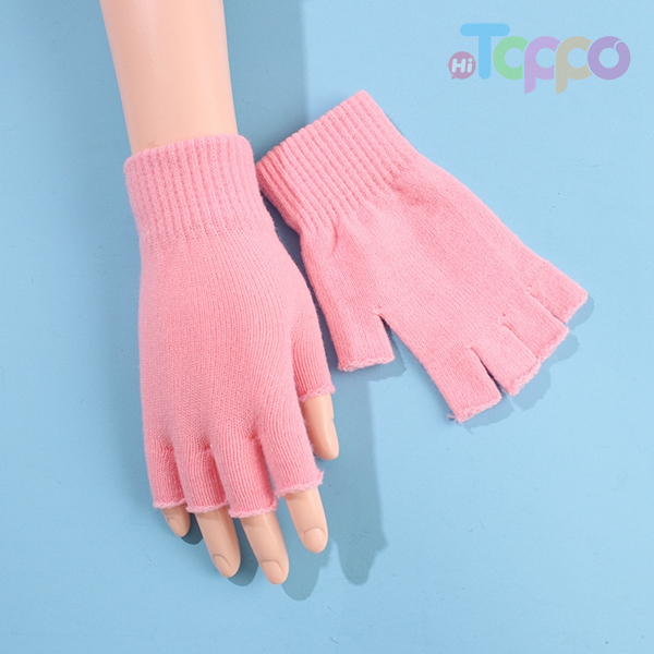 Adult Winter Gloves Warm Acrylic Knit Fingerless Solid Gloves