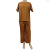 Camel Short-Sleeve Wide-Leg Pants Two-Piece Casual Loungewear Set