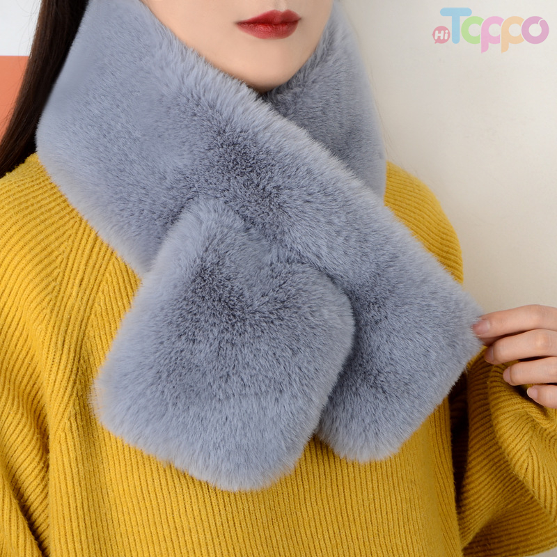 Imitation Rabbit Fur Scarf for Women Autumn And Winter Pure Color Wool Thickened Warm 