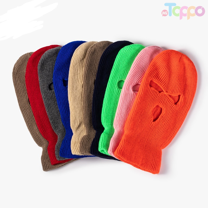 Winter Warm Wool Knitted Hats Beanie Outdoor Cycling Windproof Various Colors Ski Mask 3 Hole Hat