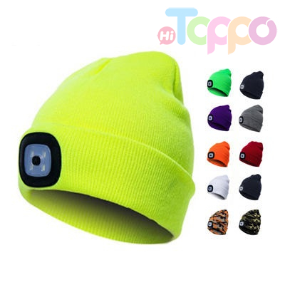 Beanie Hat with LED Light Winter Warm Thermal Knitted USB Rechargeable LED Beanie Hat