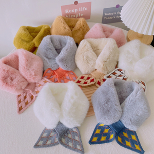 Children’s collar stitching plush warm protection neck scarf