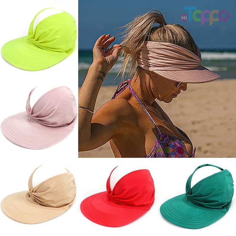 Bright Color Spring Summer Sun Hat Sports Women Hair Accessories Anti Ultraviolet Elastic Adult Hollow Hats Caps