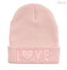 Acrylic Knit Solid Double Layers Hat with Applique Embroidery