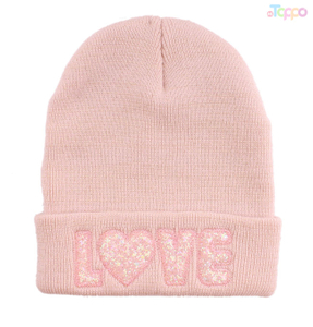 Acrylic Knit Solid Double Layers Hat with Applique Embroidery