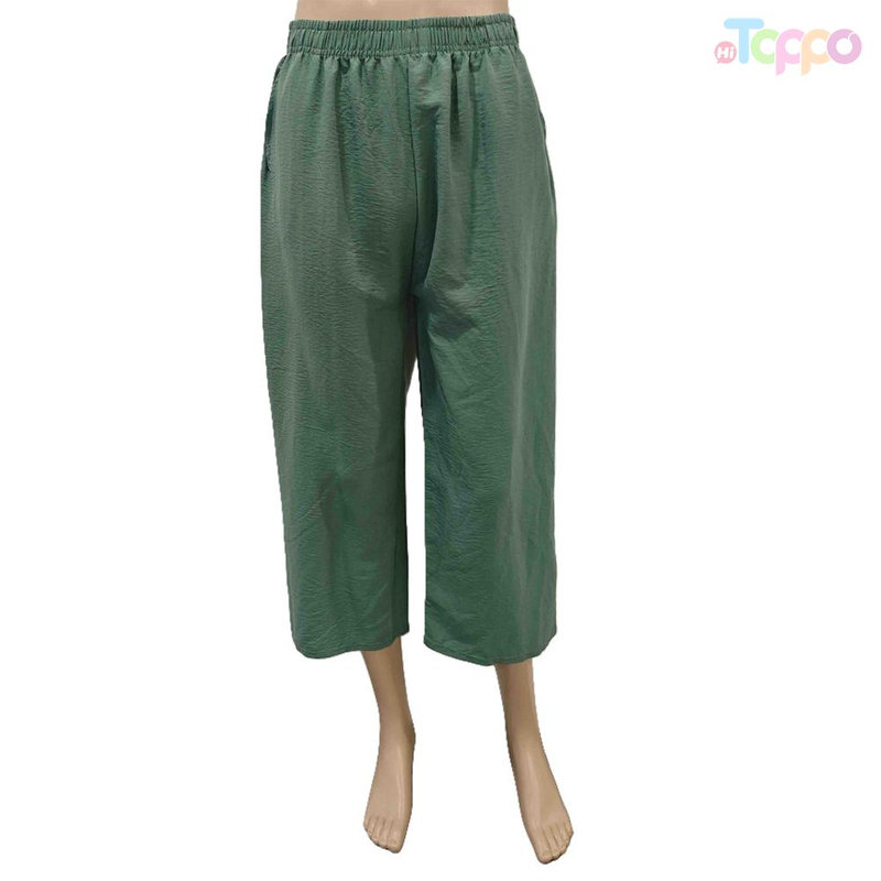 Women's Solid Color Elastic Waist Loose Wide Leg Pants