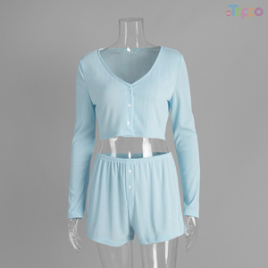 White Ribbed V-Neck Cropped Cardigan Shorts Two-Piece Set