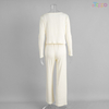 Women's Cream 3-Piece Cardigan & Loungewear Set