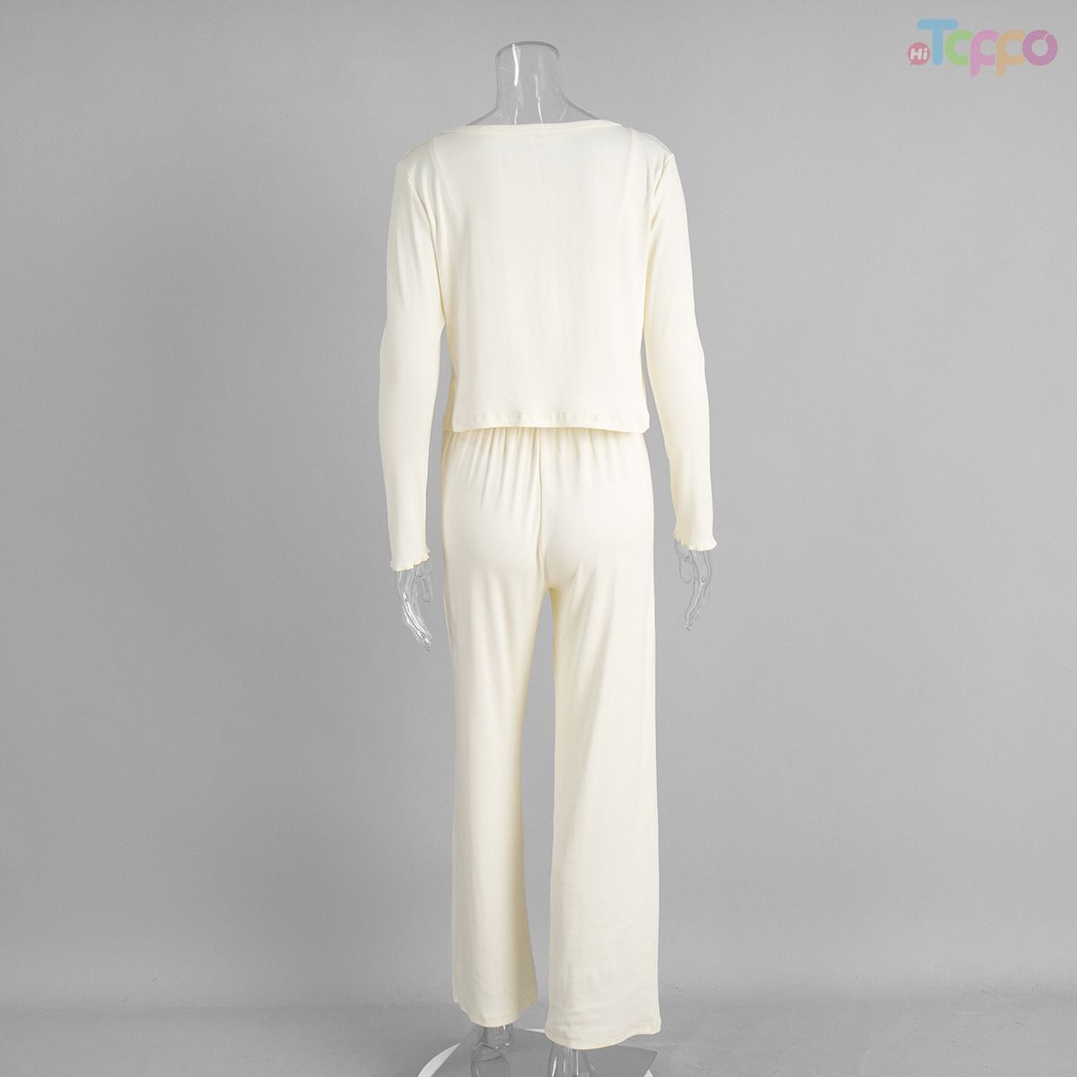 Women's Cream 3-Piece Cardigan & Loungewear Set