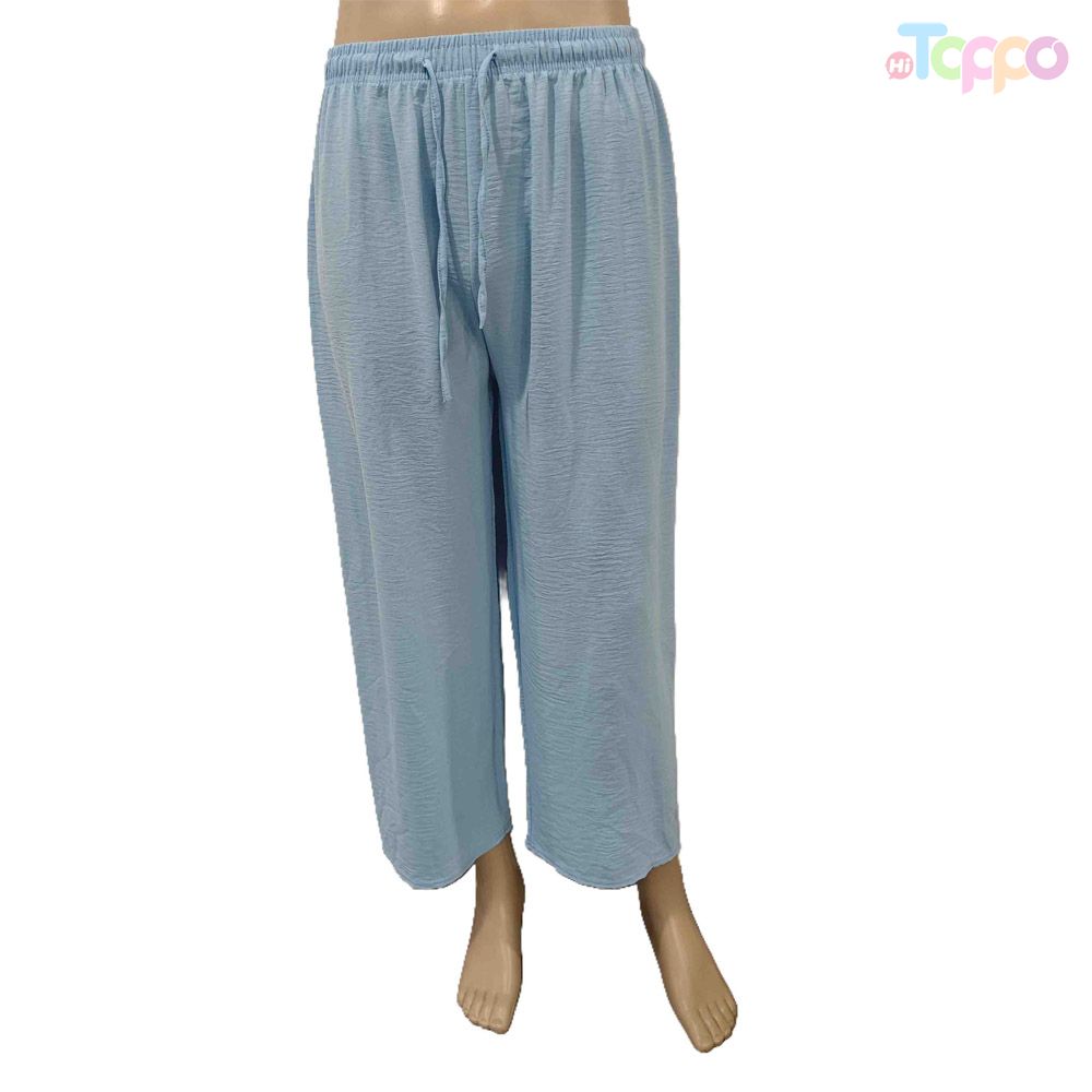 Loose Slimming Wide Leg Casual Pants with Elastic Drawstring Solid Color Lounge Pants