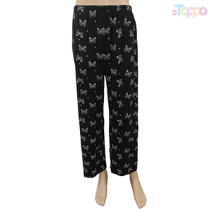 Elegant Women's Stretchy Butterfly Print Lounge Pajama Pants Comfortable Loose Summer Home Pants