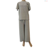 Light Gray Textured Short-Sleeve Wide-Leg Loungewear Set