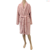 Women's Pink Textured Plush Robe with Self-Tie Waist & Pockets