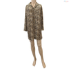 Leopard Print Long-Sleeve Satin Button-Front Nightgown
