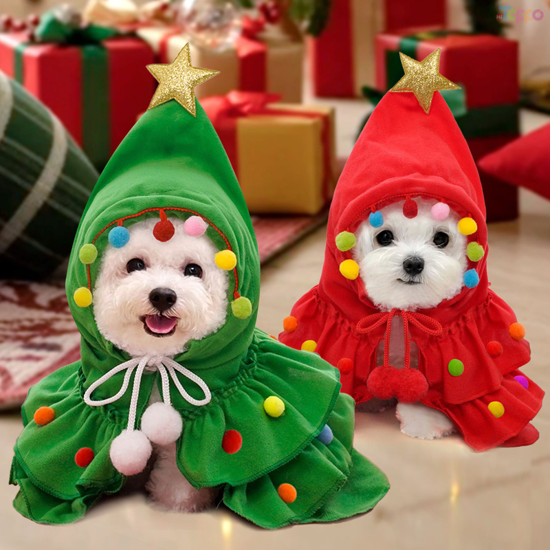 Holiday Pet Costume: Christmas Tree Hooded Cape