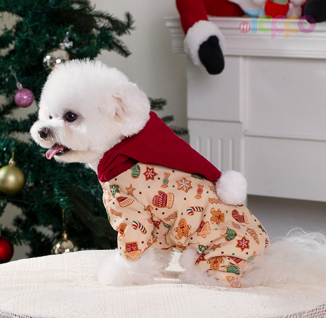 Christmas Gingerbread Pet Hooded Jumpsuit